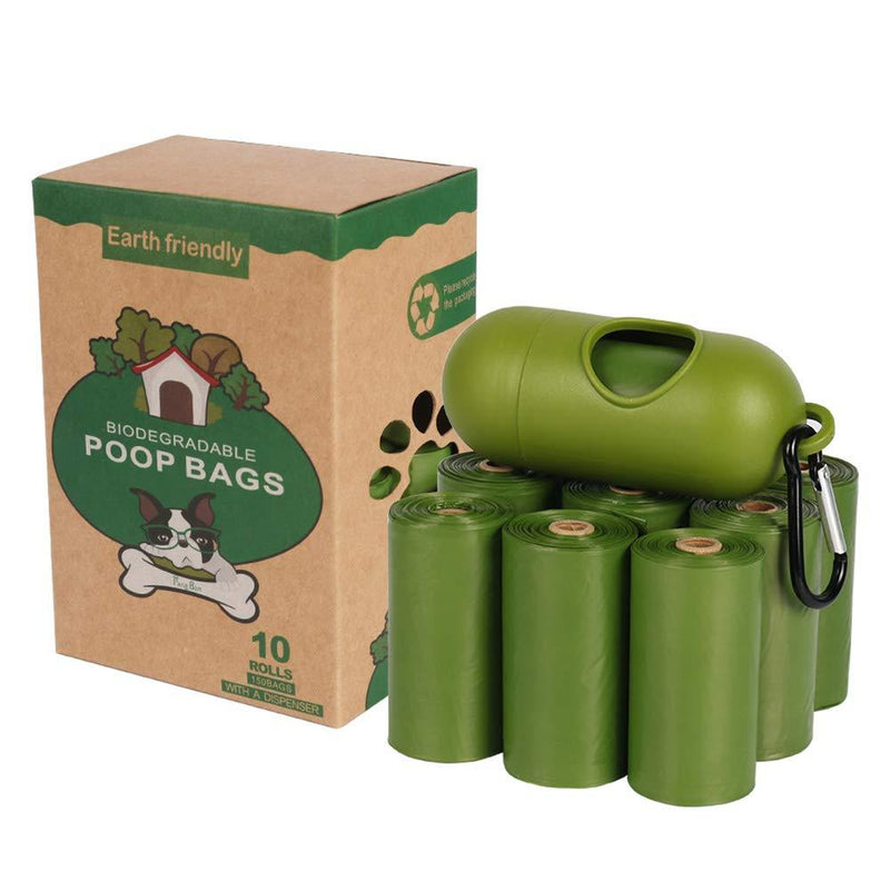 [Australia] - SHOCKTU Dog Poop Bags, Extra Thick Strong Poop Bags for Dogs, 10 Rolls / 150 Count with Dispenser, Guaranteed Leak-Proof, Scented, Eco-Friendly Dog Waste Bags 