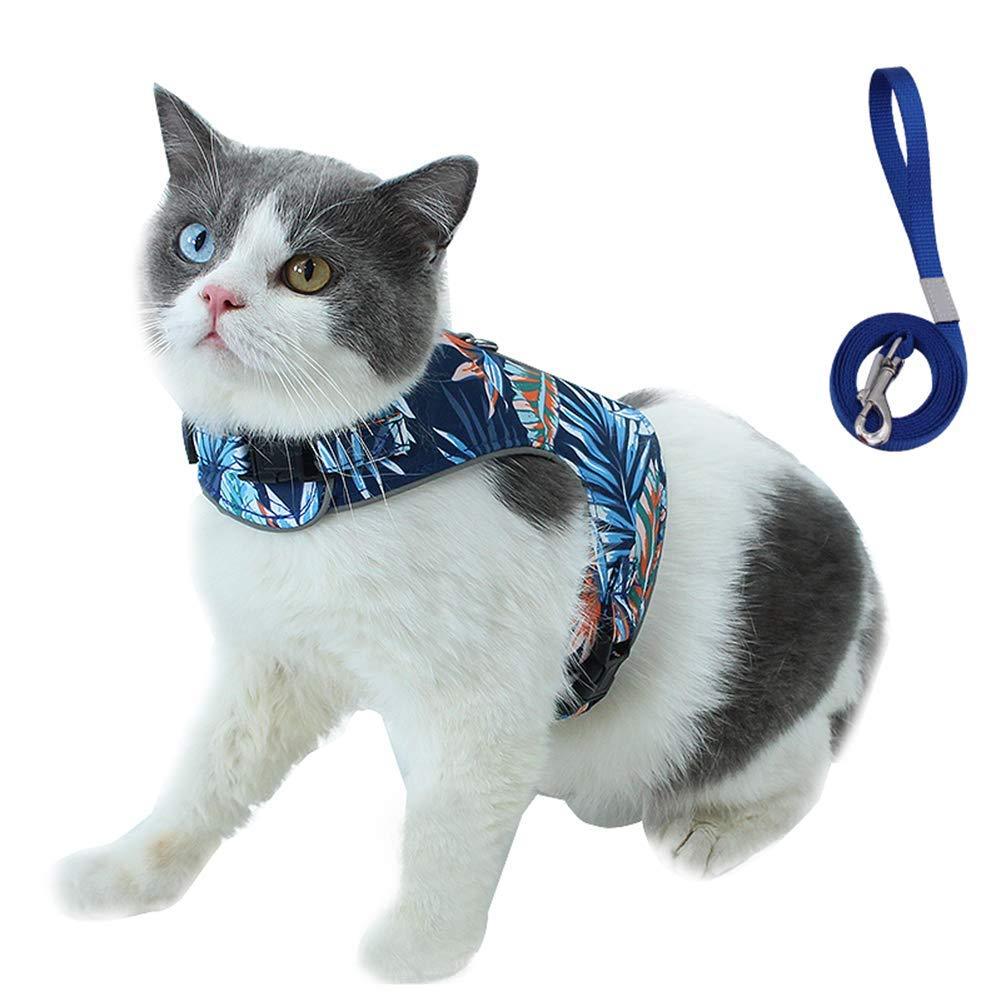 [Australia] - Kitten Harness and Leash Escape Proof, Ultra Light Adjustable Cat with Reflective Strap Walking Jacket with Metal Leash Ring, Soft Breathable Step-in Vest for Puppies Rabbits Small Pet Walking XS Dark Blue 