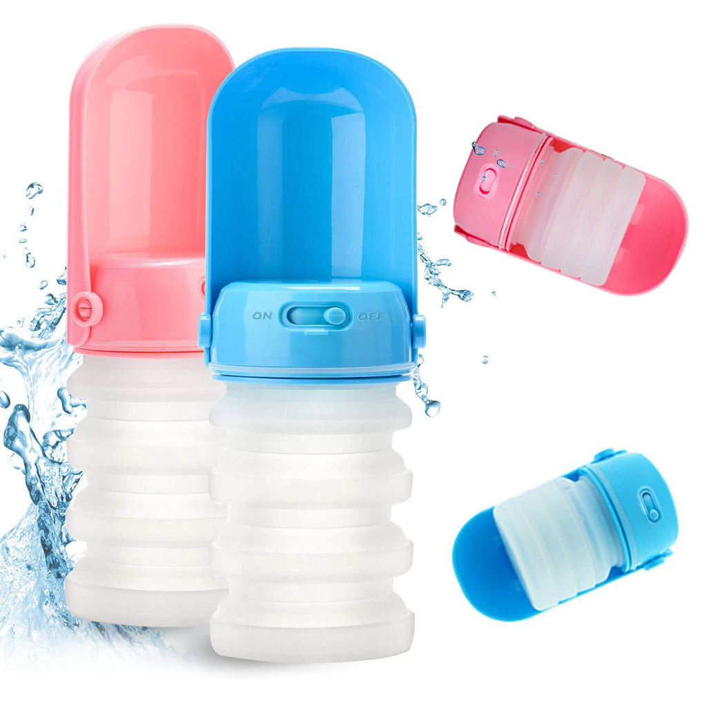 [Australia] - VNFOX Foldable Water Bottle for Dogs,Dog Travel Water Bottle,Portable Pet Water Bottle with Collapsing Bowl for Travel, Walking, Hiking Outdoor Activities 2Packs 