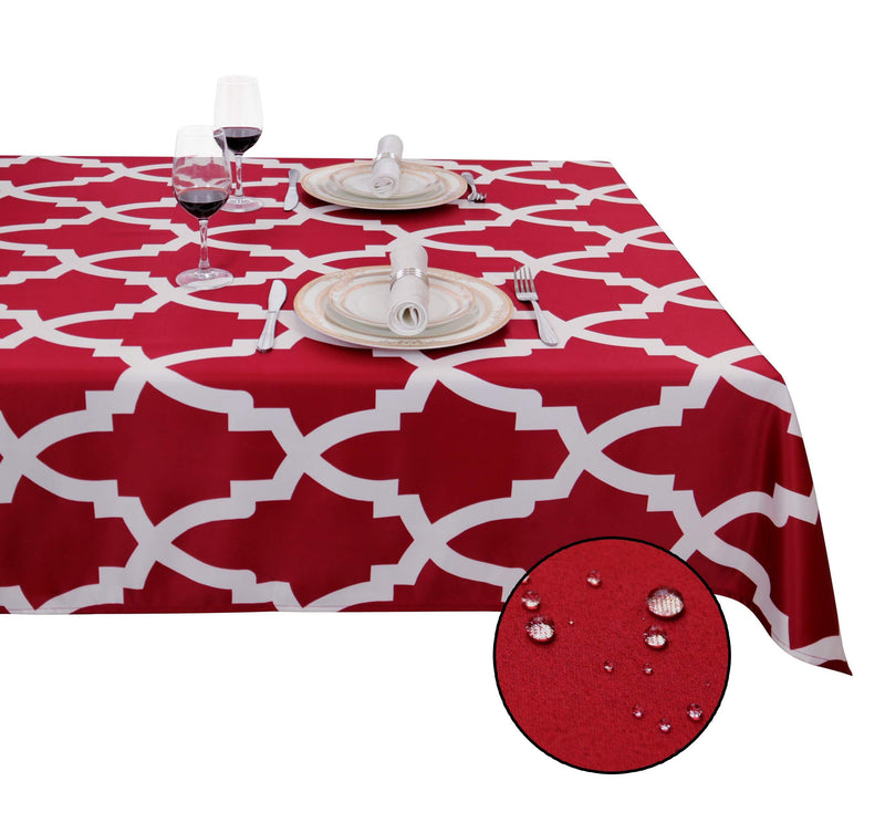 SANBOLI Tablecloth-Rectangle Table Cloth Spillproof Waterproof Stain Resistance Decorative Tablecloths for Christmas Decoration/Dining Room/Kitchen,Table Cover (Morrocan-Red 60x84 inch) Morrocan-red - PawsPlanet Australia