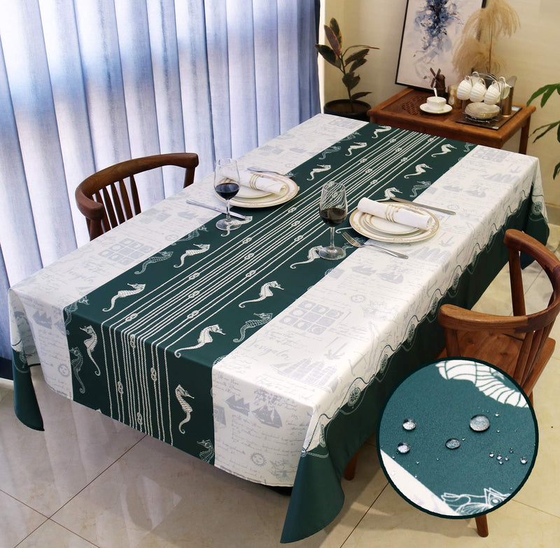 SANBOLI Rectangle Table Cloth,Washable Tablecloth,Spill-Proof Water-Proof Tablecloths for Kitchen Dining Room Parties Christmas Decoration,Outdoor Table Cover (Sea Horse-Green 60x84 inch) Sea Horse-green - PawsPlanet Australia