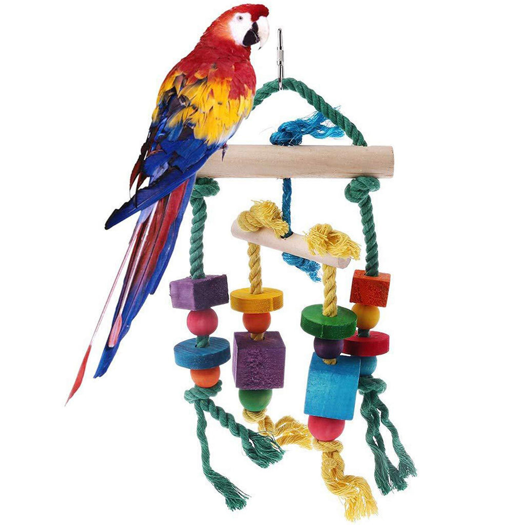 [Australia] - Parrot Toys Small Parrots, Colorful Beads Bells Parrot Toys Suspension Hanging Bridge Chain Pet Bird Parrot Chew Swing Toys Bird Cage Home Decoration 