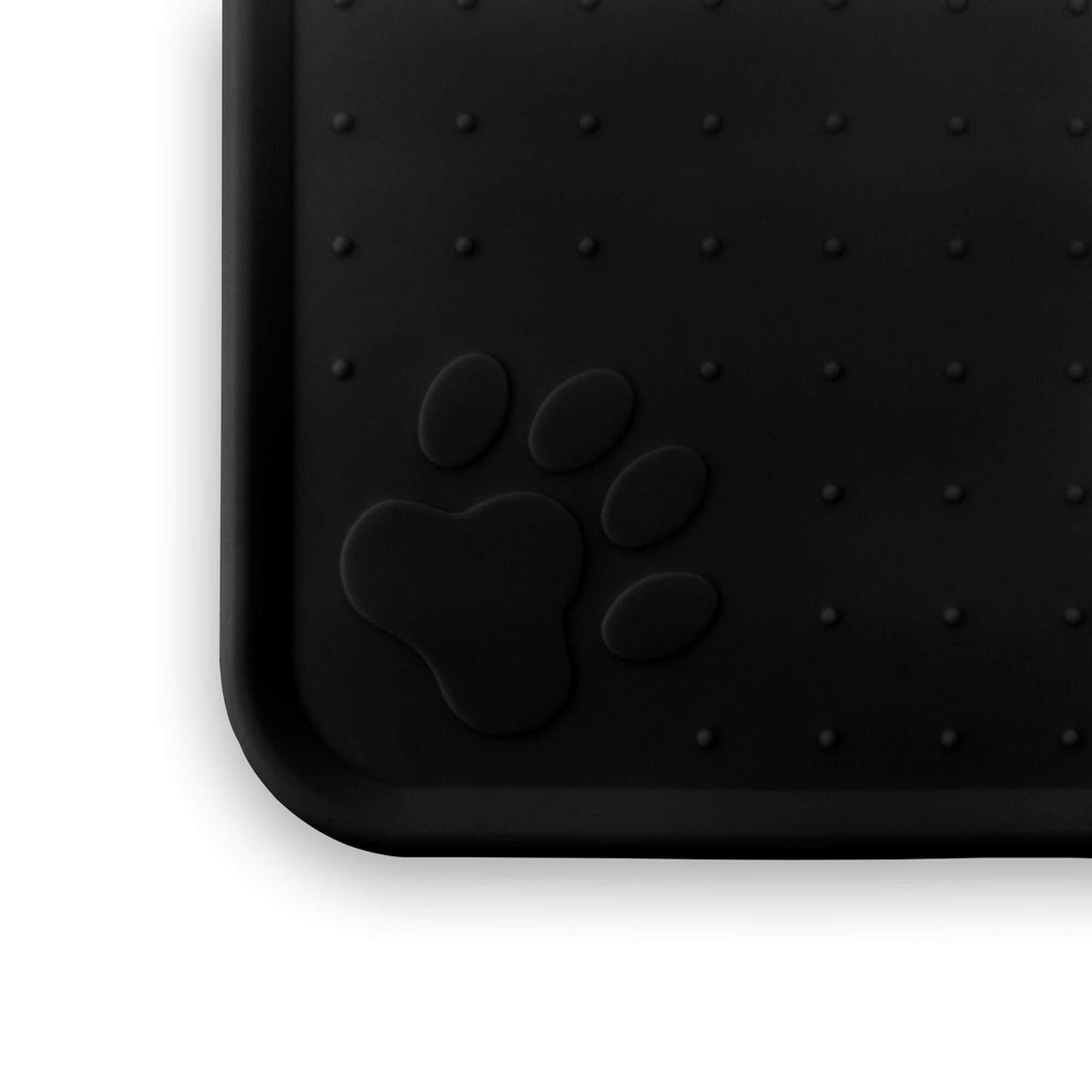 [Australia] - Ptlom Pet Placemat for Dog and Cat, Mat for Prevent Food and Water Overflow, Suitable for Medium and Small Pet,Silicone, 13" 13" 13" * 13" Black 