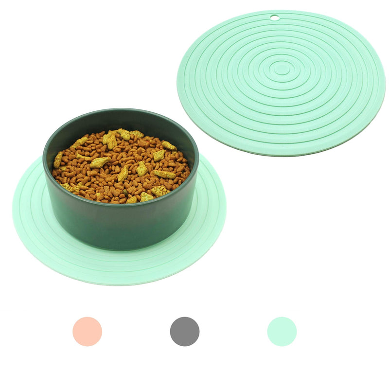 Ptlom Pet Food Mat for Dog and Cat Placemat 2 Pcs, Mat for Prevent Food and Water Overflow, Suitable for Medium and Small Pet,Silicone , 9.5"* 9.5", Green 9.5" * 9.5" - PawsPlanet Australia