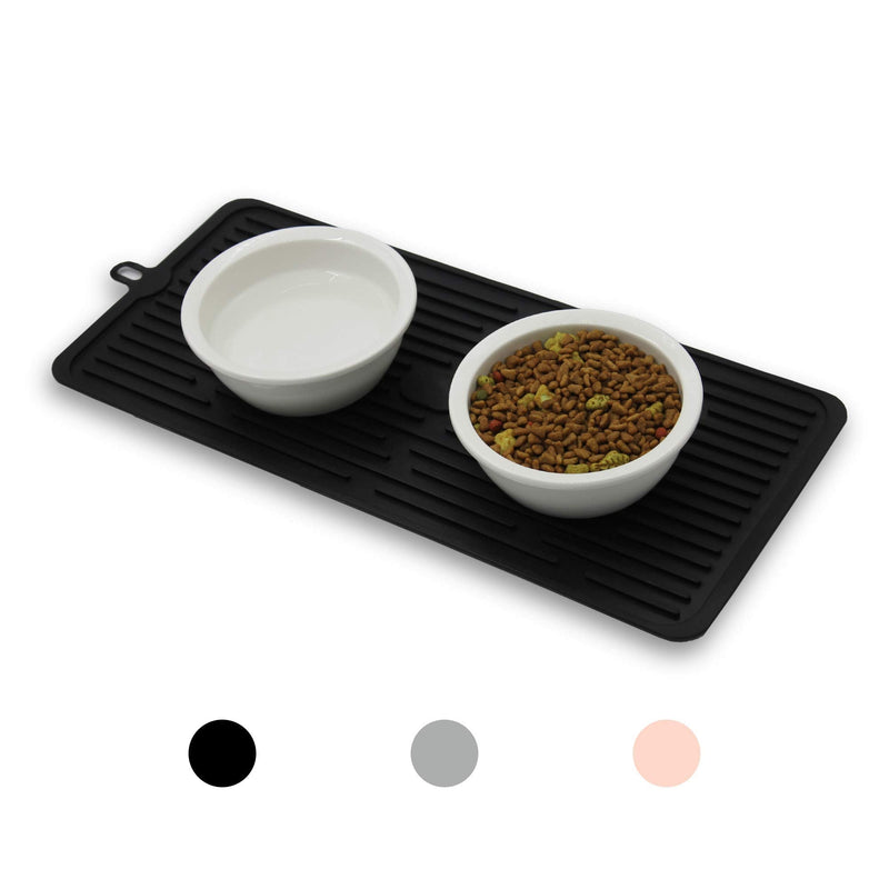 Ptlom Pet Placemat for Dog and Cat, Mat for Prevent Food and Water Overflow, Suitable for Medium and Small Pet 18" * 8" Black - PawsPlanet Australia