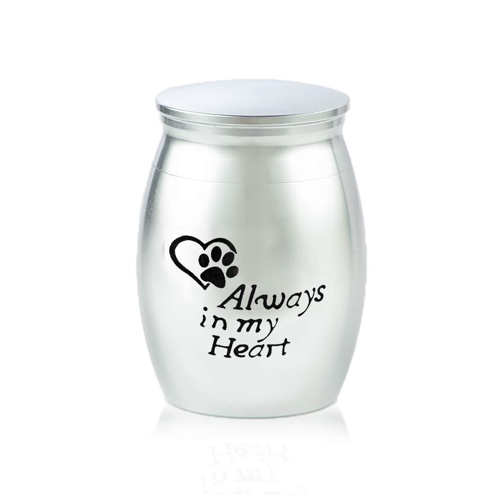 [Australia] - TGLS Mini Size Pet Ashes Memorial Urns for Dog Cat Cremation Ashes Holder Small Stainless Steel Keepsake Decorative Urns - Always in My Heart 