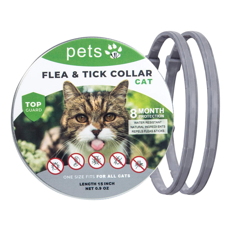 [Australia] - Petsvv 2 Pack Flea and Tick Collar for Cats, Adjustable Cat Flea Collar for 8-Month, Allergy Free and Hypoallergenic 