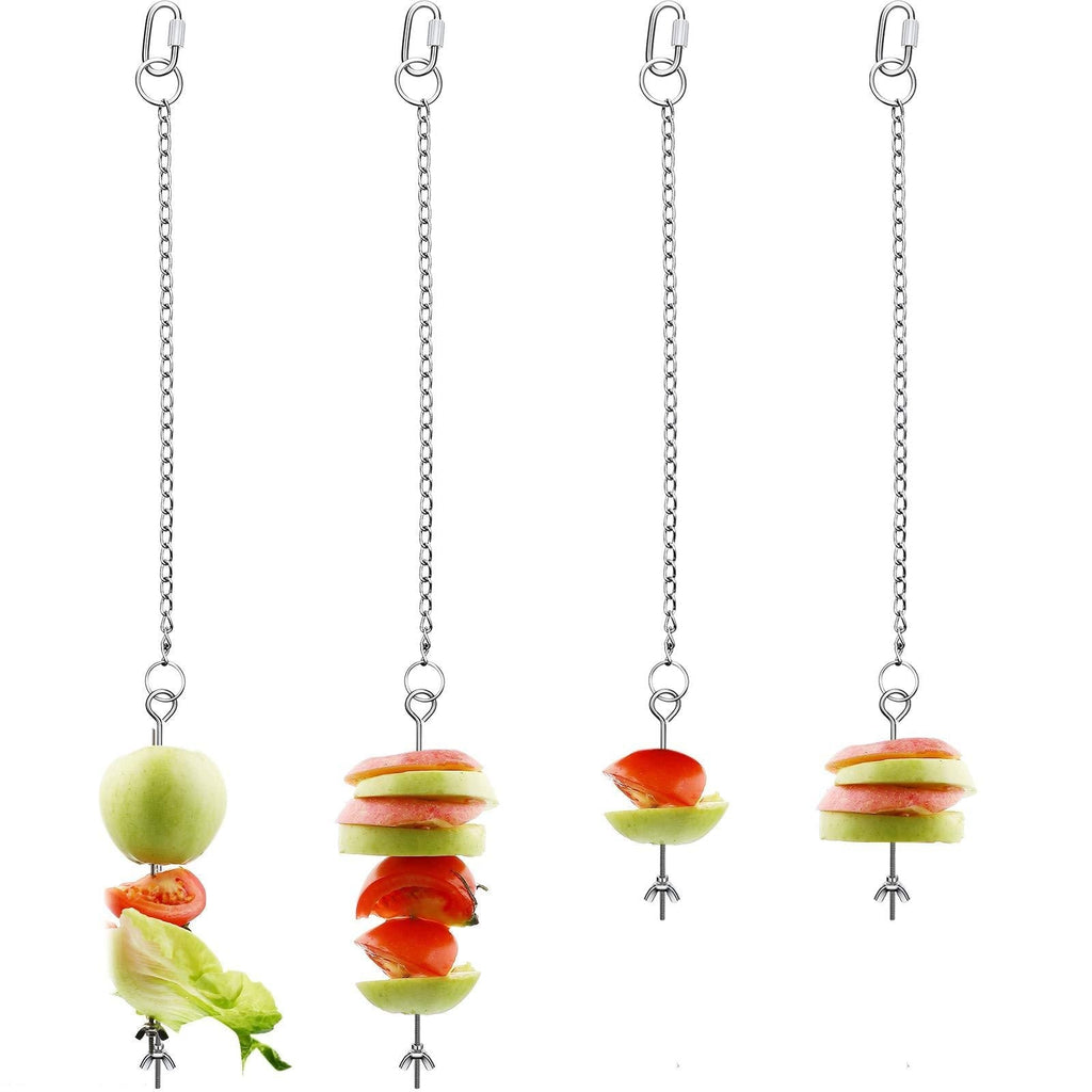 [Australia] - Weewooday 4 Pieces Chicken Veggies Skewer Set, 4.7 and 7.87 Inch Chicken Fruit Vegetable Holder Stainless Steel Hanging Feeder Chain Feeder Tools Toy for Hens Pet Chicken Birds 