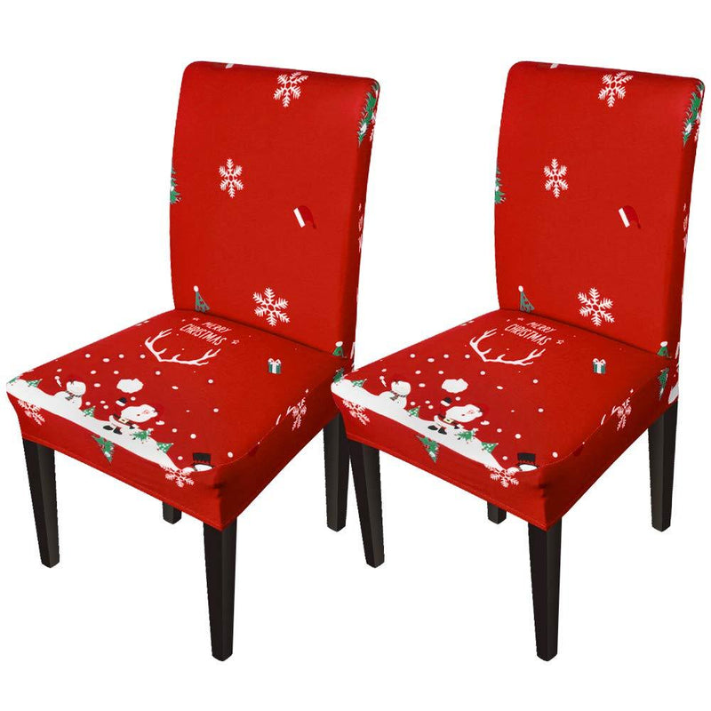 GoodtoU Christmas Dining Room Chair Covers Xmas Dining Chair Seat Slipovers Christmas Decorations(Set of 2,Snowman) Snowman Set of 2 - PawsPlanet Australia