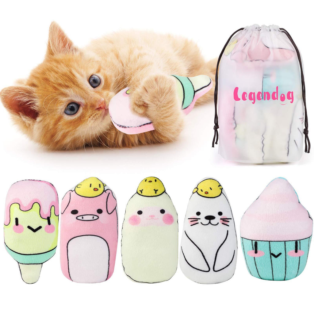 [Australia] - Legendog Cat Catnip Toys, 5Pcs Pillows Cat Toys with Catnip, Cat Toys for Indoor Cats with Adorable Animal Face, Safe Cosmic Catnip Toy Cat Teething Chew Toy 