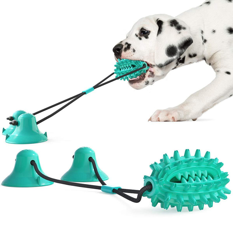 [Australia] - Aswinfon Suction Cup Dog Toy, Dog Rope Ball Pull Toy with Double Suction Cup Dog Toy, Rope Dog Chew Toys for Aggressive Chewers Teething Chew Toys Toothbrush Blue 