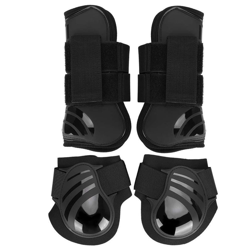 Huakii Set of 4 Horse Sports Boots, Horse Tendon and Fetlock Boots, Front Hind Boots Legs Horse Boot Elastic 2 Pair Jumping for Training Jumping Riding (black, Medium) black, Medium - PawsPlanet Australia