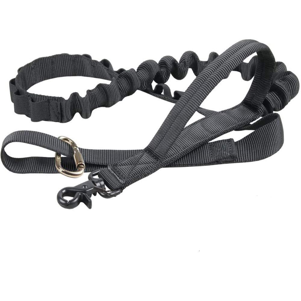 [Australia] - SunteeLong Tactical Bungee Dog Leash Nylon Adjustable Tactical Leash for Dogs New Stronger Clasp,Two Safty Control Handles for Medium Large Breed Dogs black 