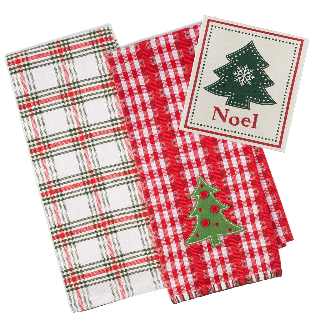 DII Christmas Dish Towels and Dishcloths Set of 3, 18" x 28" Cute Jolly Tree Kitchen Towels Collection for Christmas Home Decor and Holiday Kitchen Decoration - PawsPlanet Australia