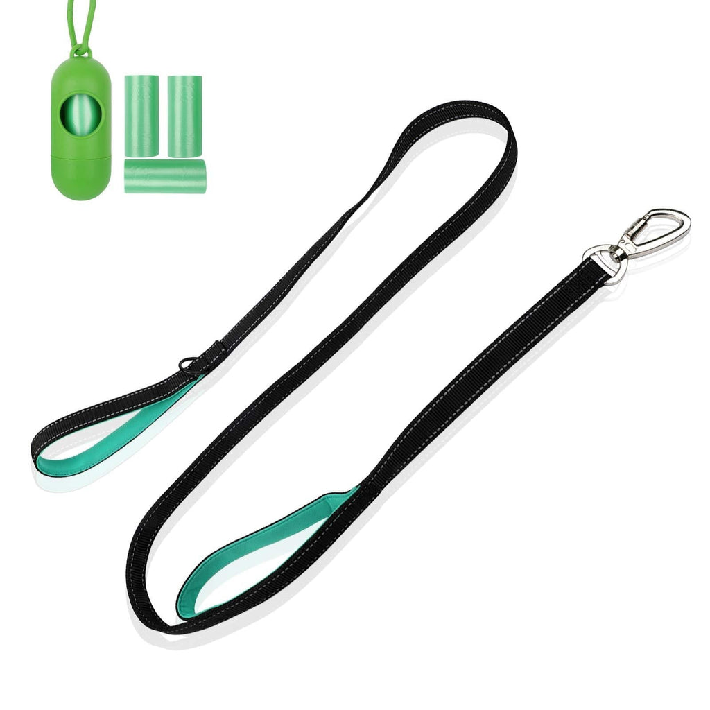 [Australia] - N C MONOBIN Dog Leash with 2 Soft Padded Handles - Traffic Handle for Extra Control, 6 FT Heavy Duty Reflective Leash for Training, Walking Lead for Large, Medium, Small Dogs 6FT Reflective Black 