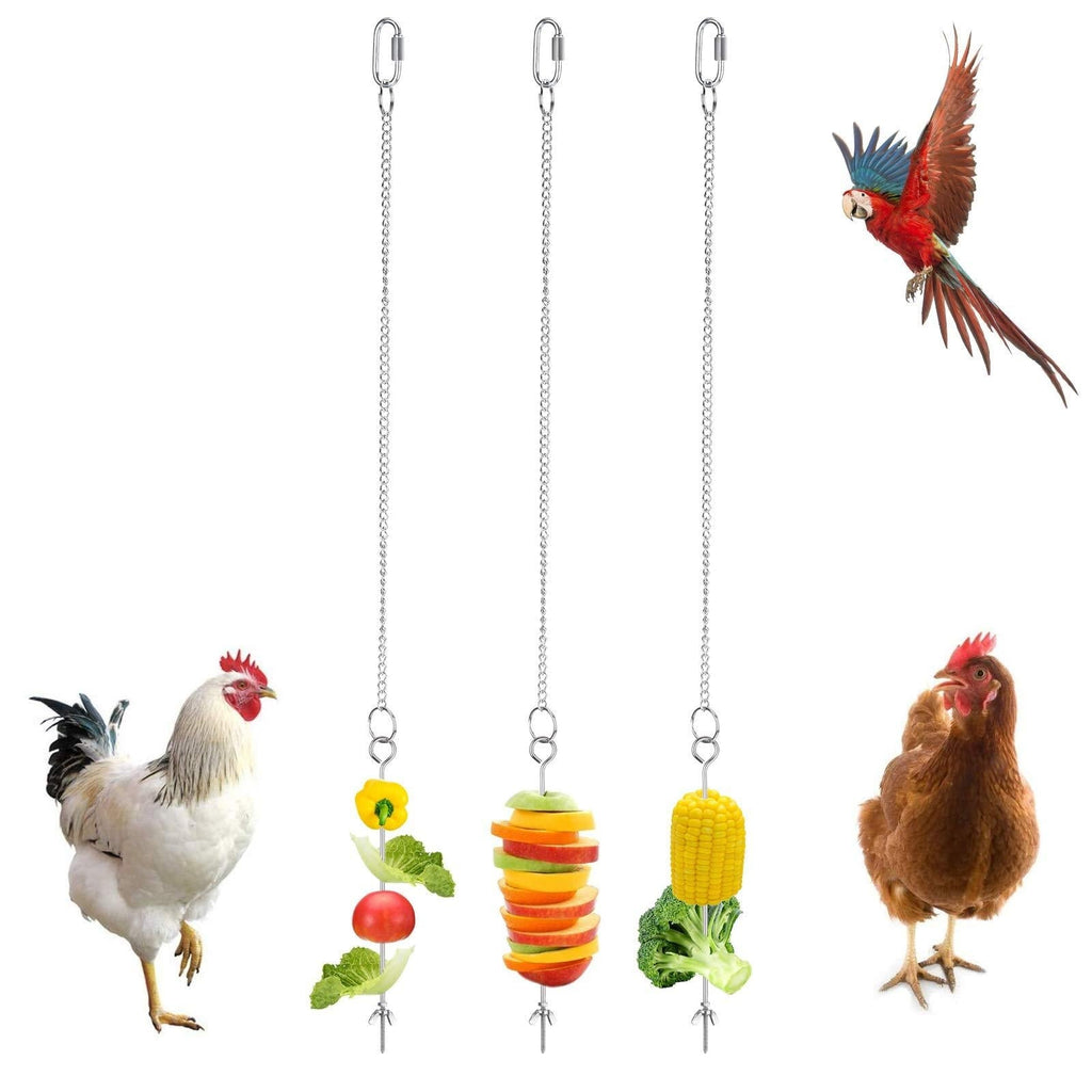[Australia] - AUSHEN Chicken Veggies Skewer Food Holder 3 Pcs Vegetable Fruit Hanging Feeder Toy Feeding Tool for Hens Parrot Birds 