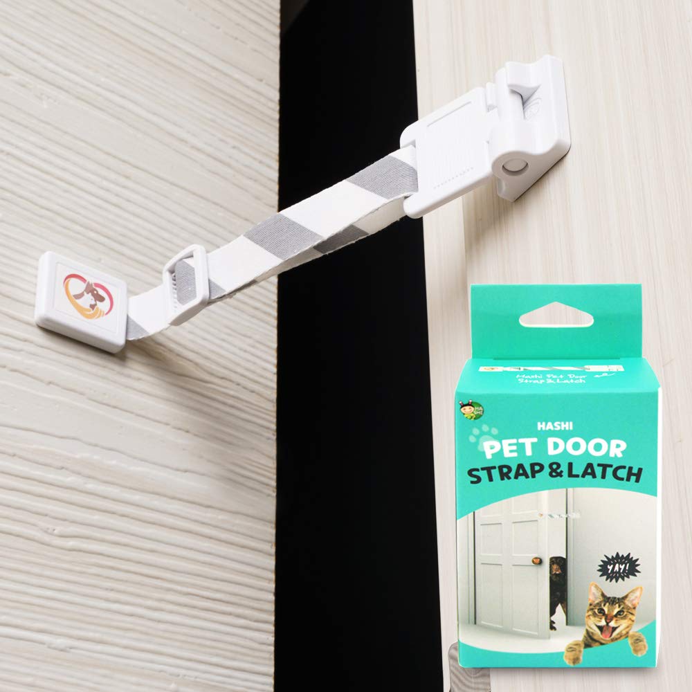 HASHI Adjustable Door Strap and Latch - Stylish Pattern. Pet Door Stopper. No Need for Pet Gates or Interior Cat Door. Recommend for Pet Owners Who Have Cats and Dogs Together - PawsPlanet Australia