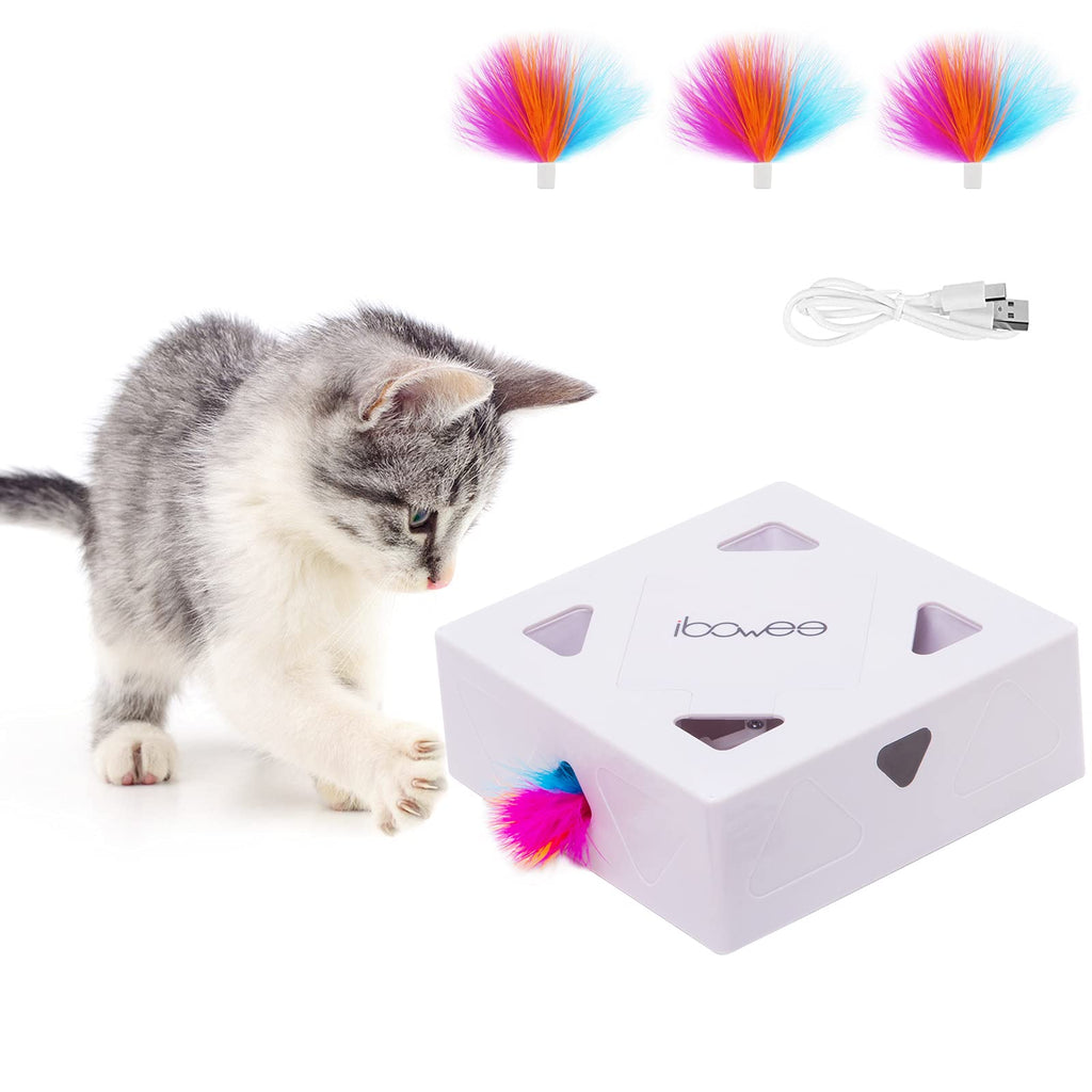 ibowee Updated, Cat Toys,USB Rechargeable Interactive Kitten Toy with Rotating Feather,Automatic Electronic Mice Toys with Replacement Feather for Indoor Cats,Kitten,Pet,Teaser Toy - PawsPlanet Australia