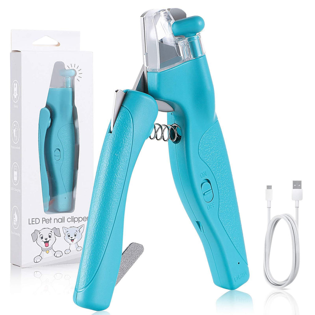 [Australia] - G.C Dog Nail Clippers and Trimmers with LED Light Free Nail File to Avoid Over-Cutting Rechargeable Pet Nail Trimmers Professional Grooming Tools Blue 