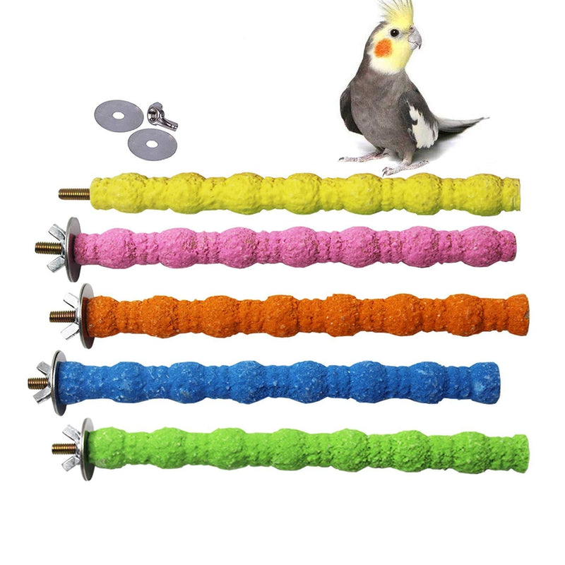 [Australia] - kathson Bird Perches for Cage, Parrot Stand Toy Natural Wood Stick Paw Grinding Rough-surfaced Platform Cage Accessories for Parakeets Cockatiel Lovebirds Green Cheeked(5 Pack) 