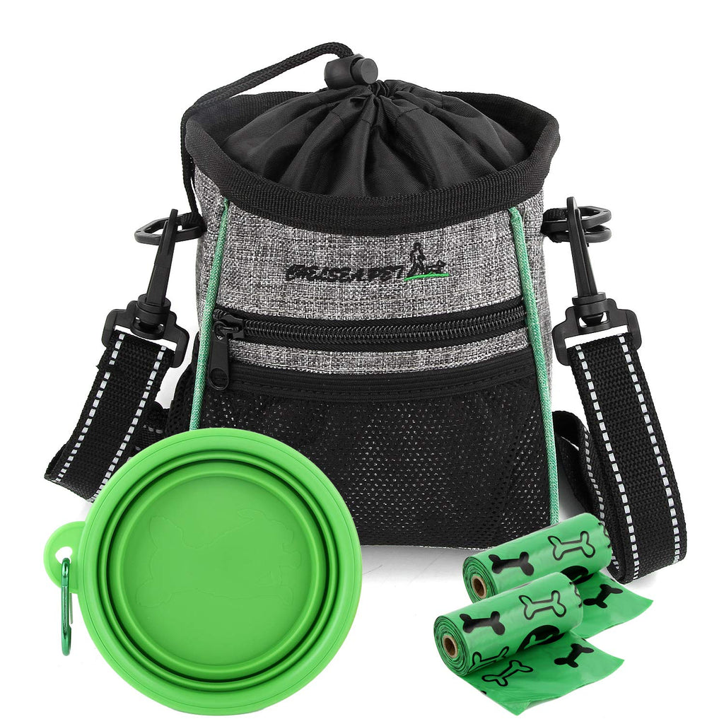 M MUNCASO Dog Treat Training Pouch Bag,Dog Treat Pouch Bag, Dog Walking Bag,Collapsible Silicone Dog Water Bowl and 2 Extra Poop Bags (Green) Green - PawsPlanet Australia