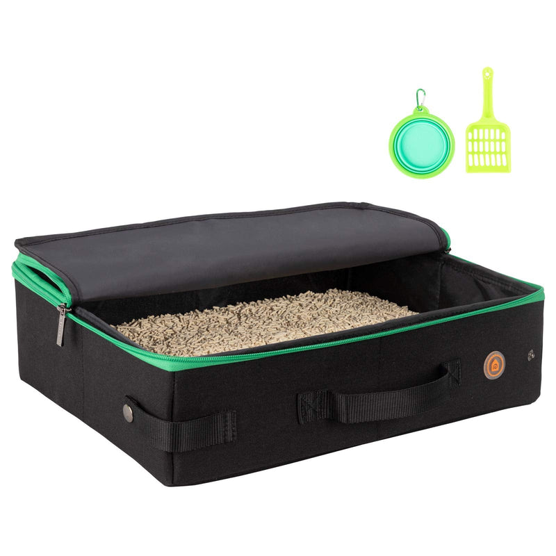 Portable Travel Litter Box for Easy Drive with Kitty and Cats. Lightweight, Sturdy, Leak-Proof, Collapsible Medium Black - PawsPlanet Australia