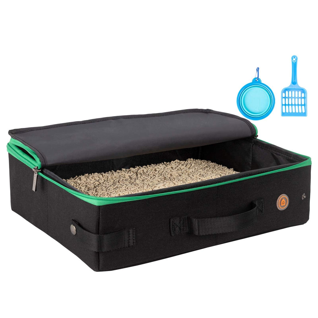 Portable Cat Litter Box for Traveling with Medium Cats and Kitties. Leak-Proof, Sturdy, Lightweight, Easy to Clean Black - PawsPlanet Australia