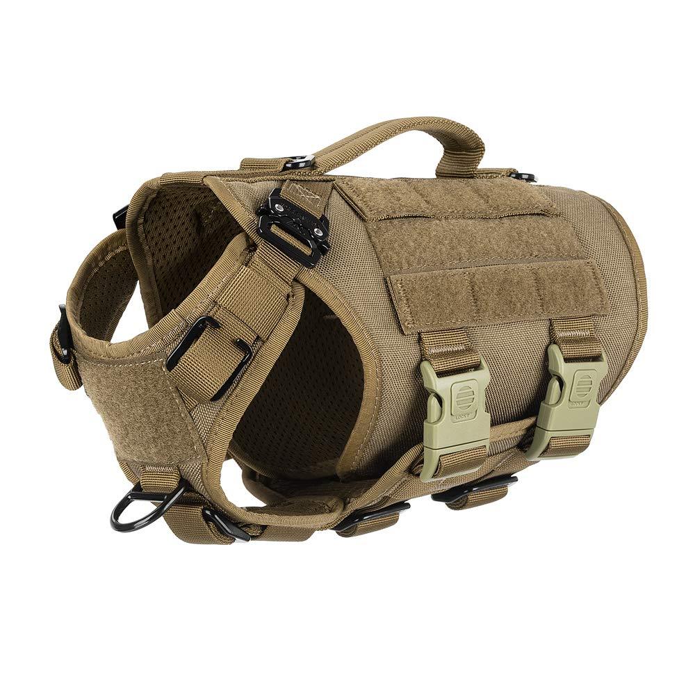 [Australia] - ICEFANG Tactical Dog Operation Harness with 6X Buckle,Dog Molle Vest with Handle,3/4 Body, Hook and Loop Panel for ID Patch,No Pulling Front Clip XS (Neck 12"-17"; Chest 17"-23") Coyote Brown 