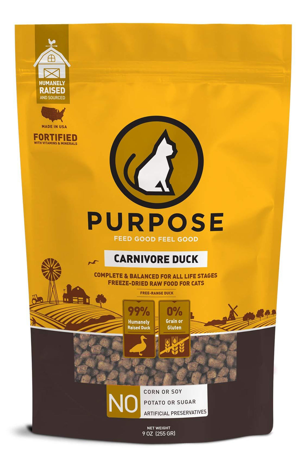[Australia] - PURPOSE All-Natural Freeze-Dried Carnivore Duck Morsels Grain-Free Cat Food 9 oz. | Made in The USA 