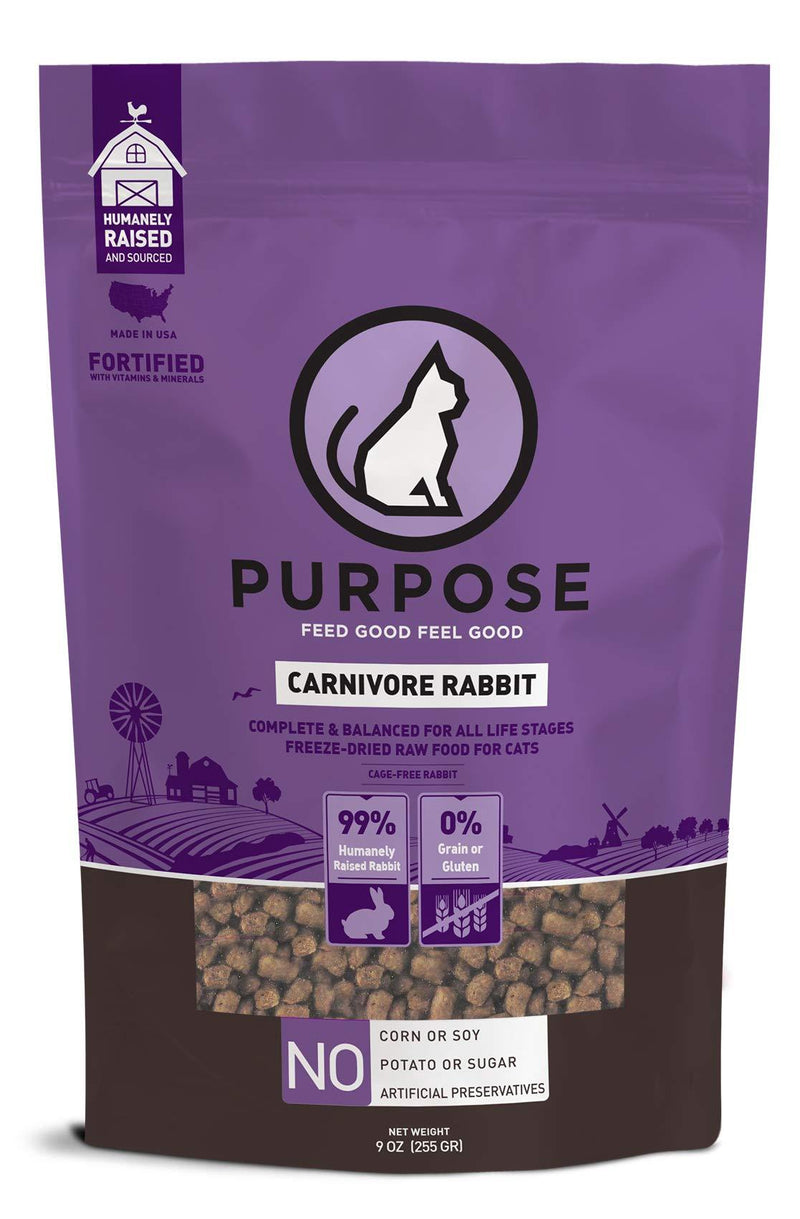 [Australia] - PURPOSE All-Natural Freeze-Dried Carnivore Rabbit Morsels Grain-Free Cat Food 9 oz. | Made in The USA 