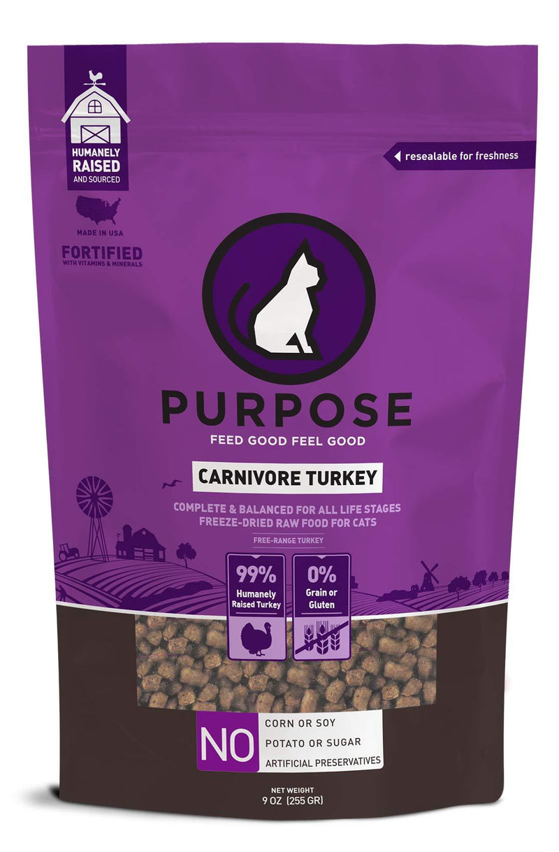 [Australia] - PURPOSE All-Natural Freeze-Dried Carnivore Turkey Morsels Grain-Free Cat Food 9 oz. | Made in The USA 