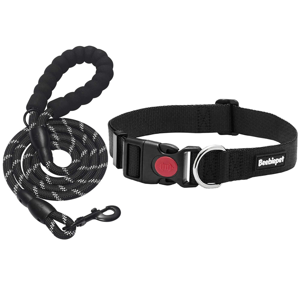 [Australia] - beebiepet 2 Packs Classic Dog Collar with Quick Release Buckle Adjustable Dog Collars for Small Medium Large Dogs collar+leash XS neck 7.5"-9.5" Black 