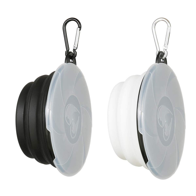 Collapsible Dog Bowl,2 Pack Portable and Foldable Pet Travel Bowls Collapsable Dog Water Feeding Bowls Dish for Dogs Cats and Small Animals,with Lids (Small, Black+White) - PawsPlanet Australia