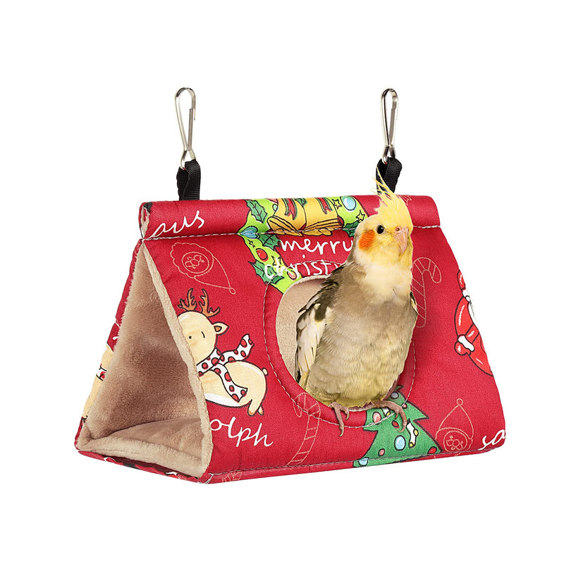 QX-Pet Supplies Winter Warm Bird Nest House Hanging Hammock Velvet Shed Hut Cage Plush Fluffy Birds Hideaway Sleeping Bed Fuzzy for Parrot Parakeet Cockatiels Budgies Cockatoo Lovebird Finch Canary Small Red - PawsPlanet Australia