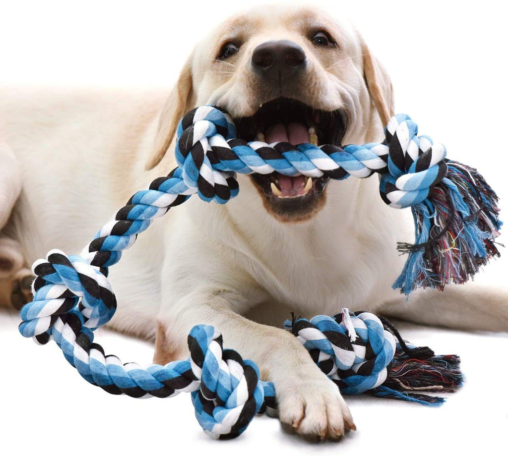 WHALE LEAPING Dog Rope Toys for Aggressive Chewers, 3 Feet 5 Knots Indestructible Dog Chew Toys Tough Nature Cotton for Medium and Large Breed，Dog Tug of War Dog Toy Teeth Cleaning - PawsPlanet Australia