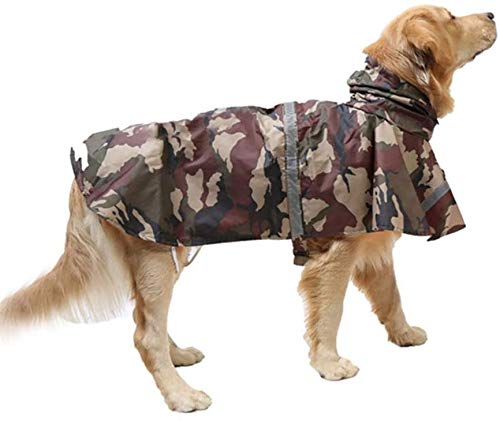 Apstour Adjustible Dog Raincoat Dog Raincoat Pet Waterproof Coat Outfit for Walk Rain Jacket Poncho Hoodie Rain Protection with Reflection Strip Slicker Poncho Dogs and Puppies Medium Brown Camo - PawsPlanet Australia