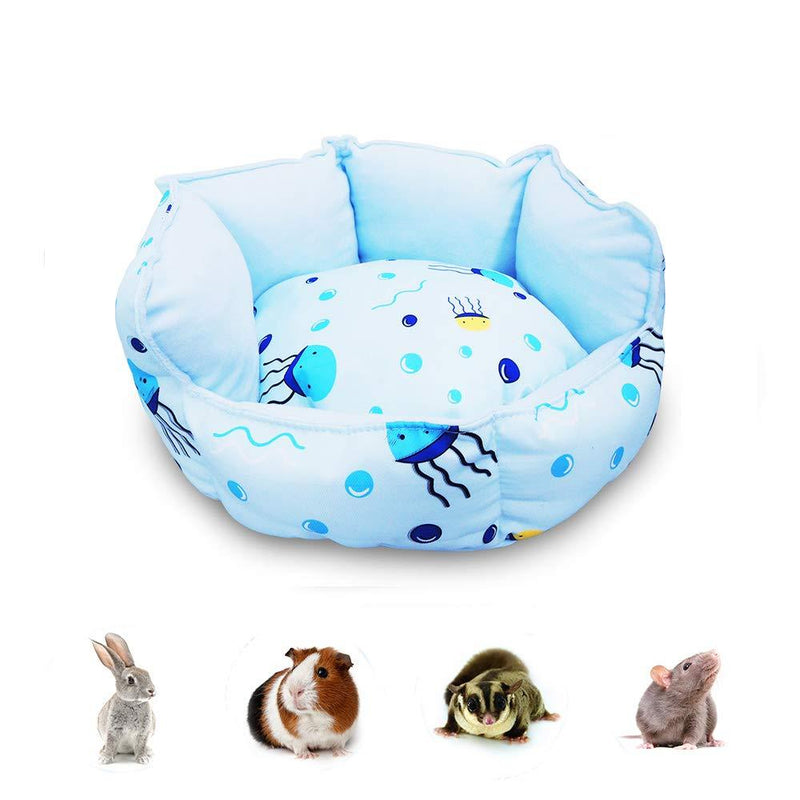 Small Animal Pet Bed,HOMEYA Cuddle Cup Hideout Bedding for Guinea Pig Rabbit Bunny Hamster Chinchilla Rat Hedgehog House Winter Habitat Cage Accessories Machine Washable Christmas Pet Gifts-Blue Blue - PawsPlanet Australia