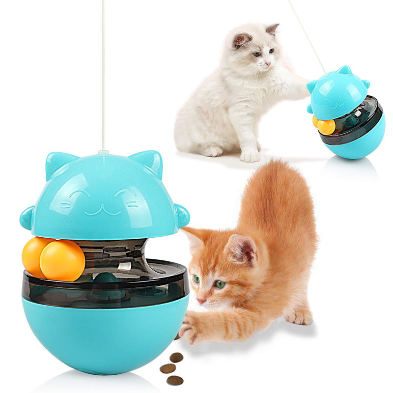 [Australia] - LATT Cat Toys Tumbler, Cat Food Dispensing IQ Ball with Feather for Chasing Playing Eating, Slow Food Feeder Puzzle Toy Funny Cat Stick Toy for Cats Kitten Exercise Interactive Game 
