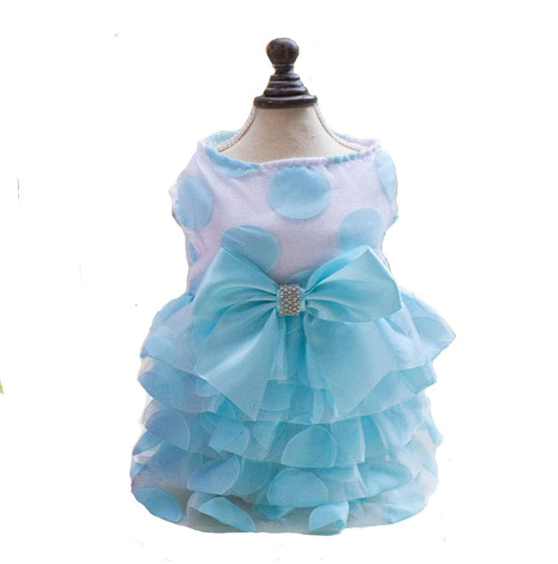 [Australia] - Lcsweet Cute Polka Dot Gauze Pet Dog Dress Princess Skirt Pettiskirt Pet Clothes X-Small Blue 
