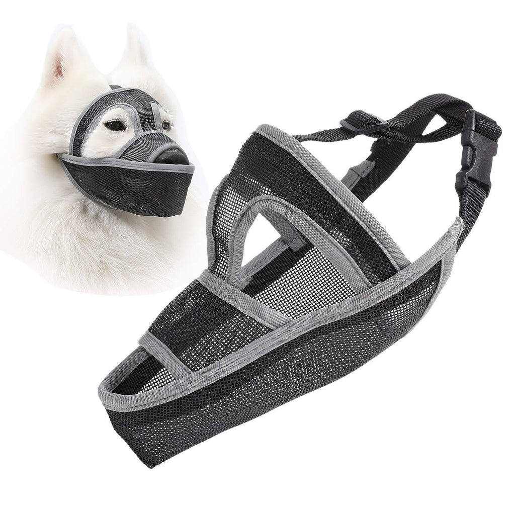 Mayerzon Dog Muzzle, Breathable Mesh Muzzle for Biting, Licking Wound and Unwanted Chewing, 6 Sizes for Small, Medium and Large Dogs, Able to Drink and Feed XS Black-Grey - PawsPlanet Australia