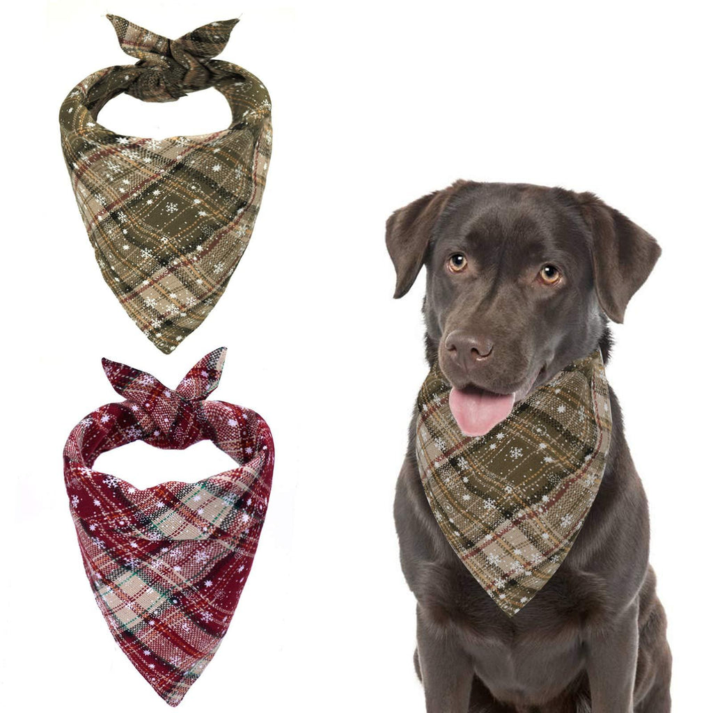 [Australia] - TEEWFYZ Plaid Dog Bandana, 2PCS Suitable for Large,Medium and Small Dogs Washable Reversible Triangle Handkerchiefs for Boy and Girl Pets red1 