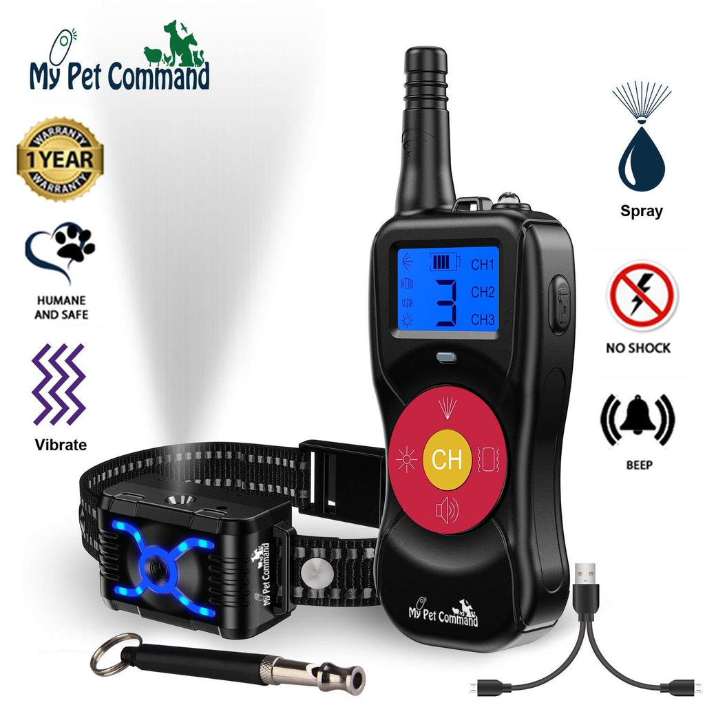 [Australia] - My Pet Command 2600 FT Range (0.5 Mile) 4-1 Citronella Dog Training Collar with Remote, Spray,Vibrate,Tone and Night Light Functions Safe, Humane, No Shock Waterproof Rechargeable Add up to 3 Collars 1 Collar Kit with Remote 