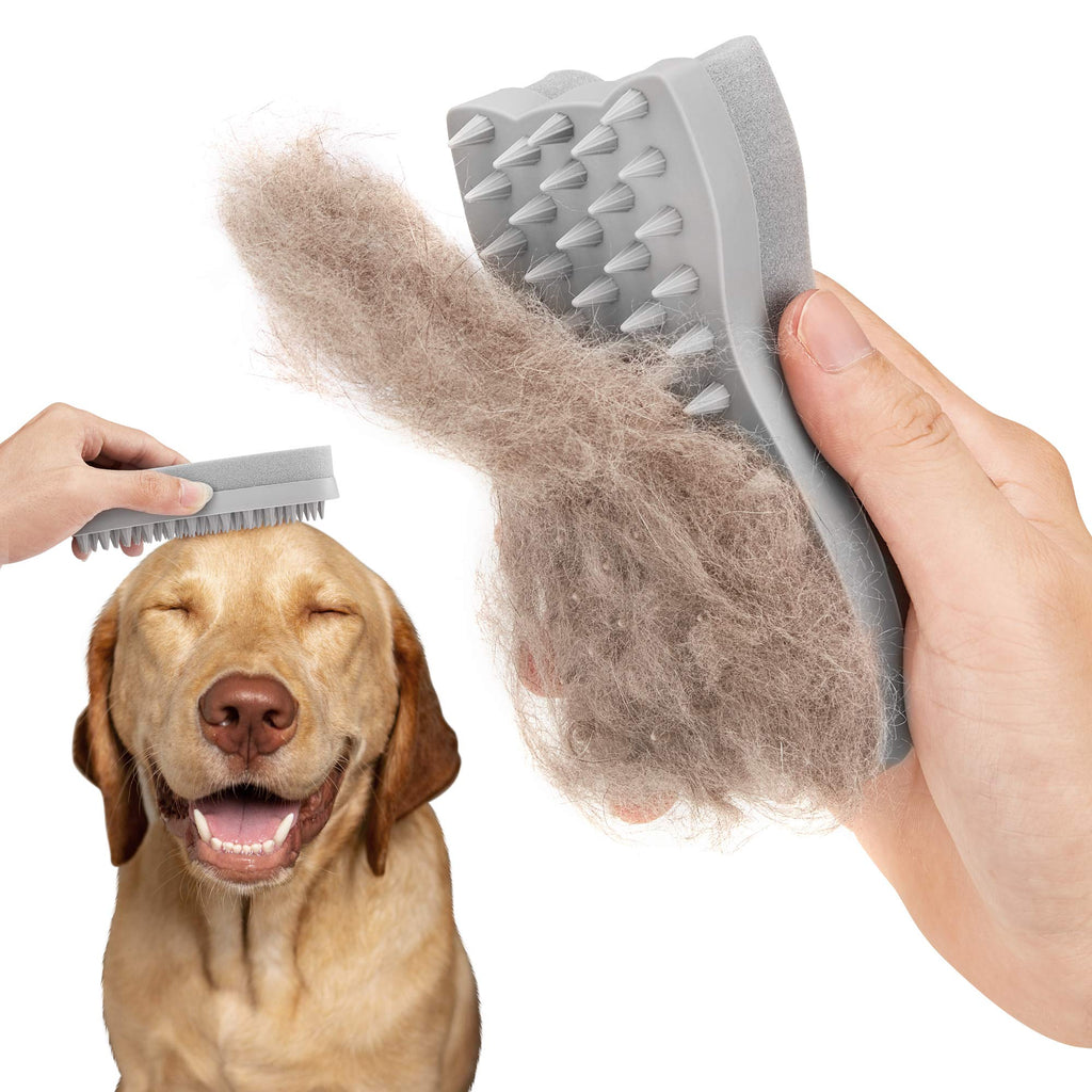 [Australia] - Adou-Deshedding Brush-Dog Brush- Cat Brush- Pet Grooming Brush Tool Gently Removes Loose Undercoat-Silicone Massage-Relieves Itchy Skin… grey 