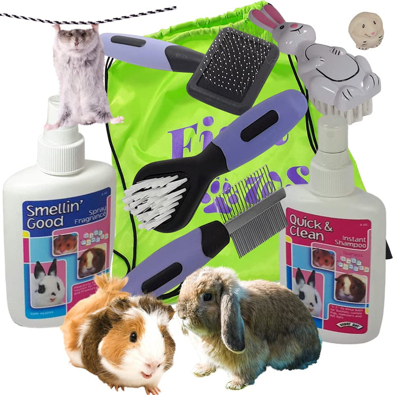 SMALL ANIMAL PET GROOMING KIT-RABBIT BRUSH -GUINEA PIG- HAMSTER- RAT- Small Dog or Cat - KITTEN -PUPPY Accessories Brush,Comb and Instant Shampoo -Fragrant Spray. Toy and Bag - PawsPlanet Australia