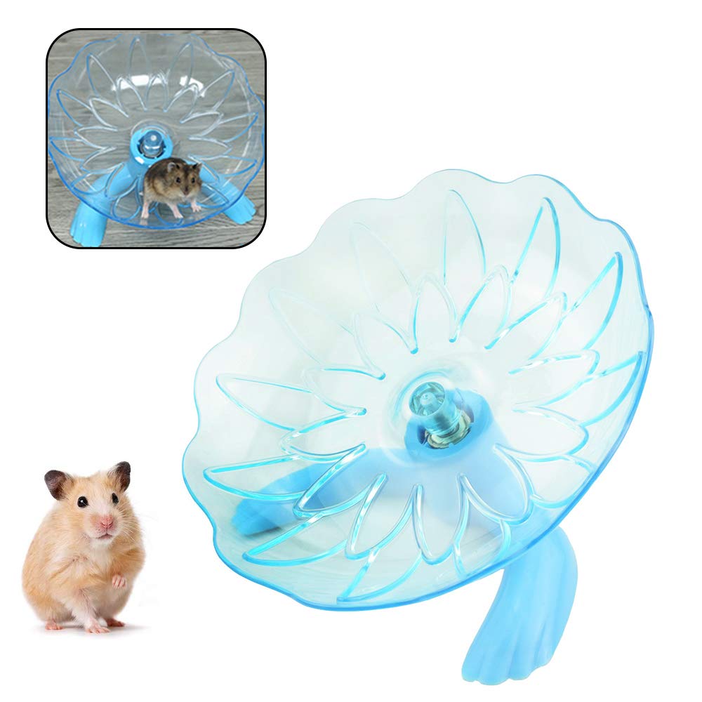 WishLotus Hamster Flying Saucer, Hamster Running Wheel Transparent Plastic Exercise Running Spinner Sports Wheel for Small Pet Like Hamster, Guinea Pig, Gerbils, Chinchillas Blue - PawsPlanet Australia