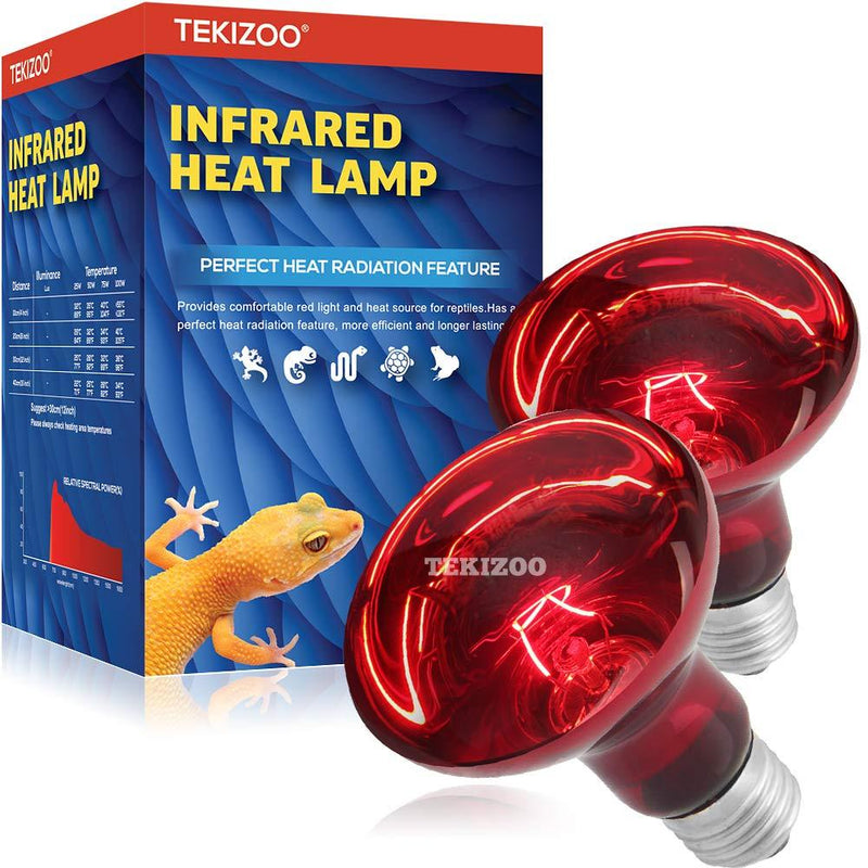 TEKIZOO Infrared Heat lamp Basking Spot Light Red Bulb for Reptile and Amphibian Pet 50W(2 PACK) - PawsPlanet Australia