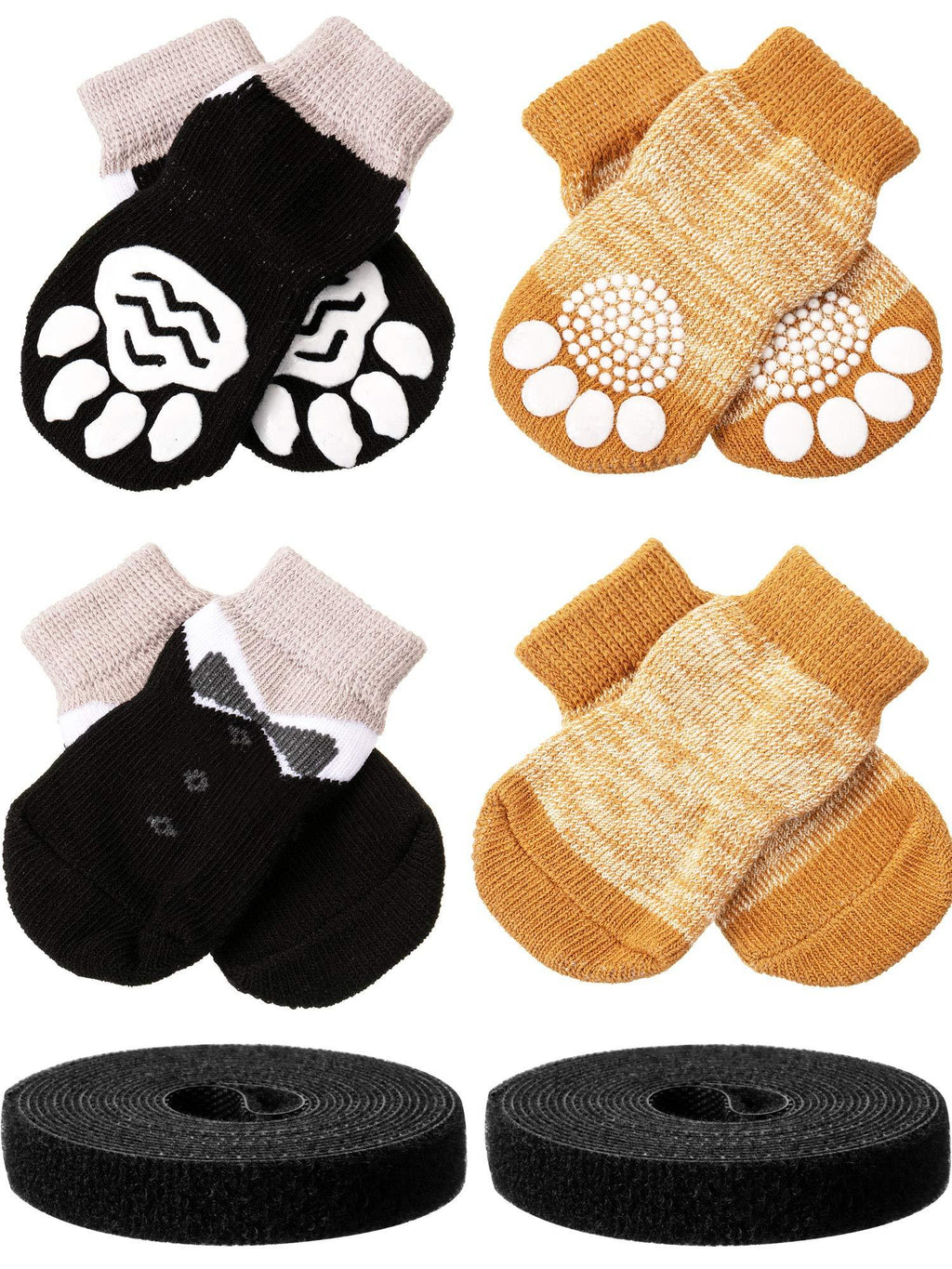 [Australia] - 16 Pieces Anti-Slip Pet Socks Dog Socks Pet Paw Protectors Traction Control for Small Breed Dogs Indoor Wear with 2 Rolls Grips 