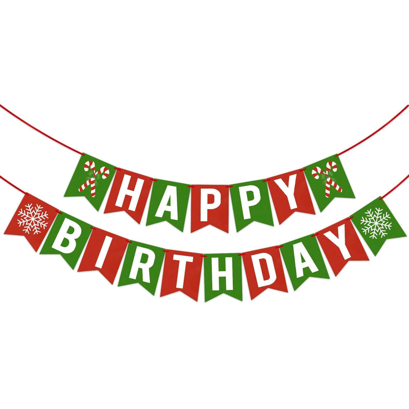 Happy Birthday Banner Christmas for Winter Holiday Seasonal Themed Birthday Party Decorations Supplies - Holiday Birthday Party Decorations Supplies - PawsPlanet Australia