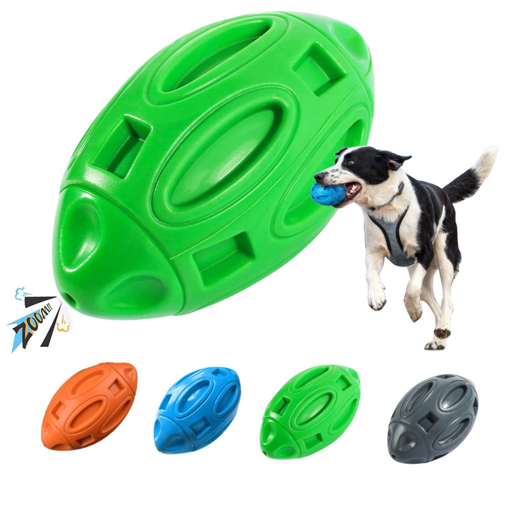 [Australia] - vnice Squeaky Dog Toys for Aggressive Chewers,Elasticity Natural Rubber Football,Puppy Toothbrush,Durable Interactive Pet Toy Ball for Small Medium and Large Breed green 