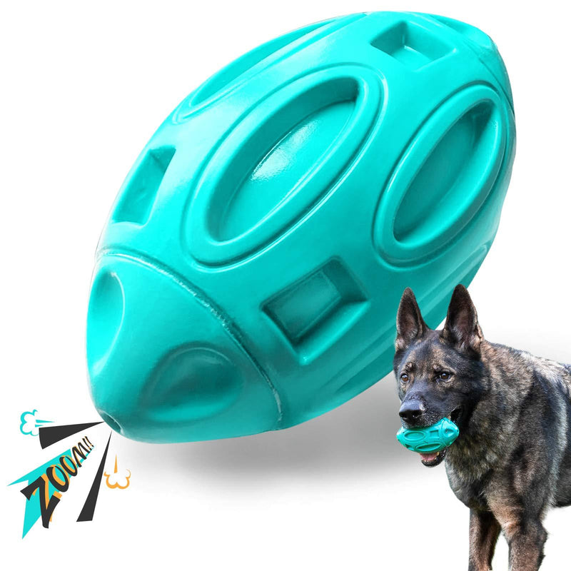 EASTBLUE Squeaky Dog Toys for Aggressive Chewers: Rubber Puppy Chew Ball with Squeaker, Almost Indestructible and Durable Pet Toy for Medium and Large Breed Teal - PawsPlanet Australia